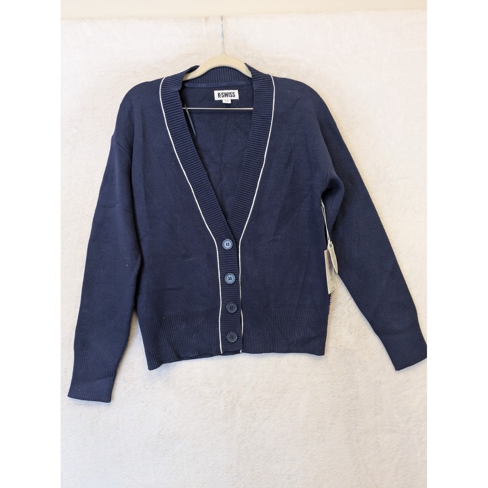 NEW K-Swiss Cardigan Women's Small Navy Blue V-Neck